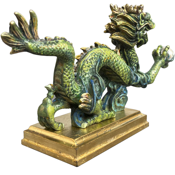 Statuette made of solid alder "Green Oriental Dragon"